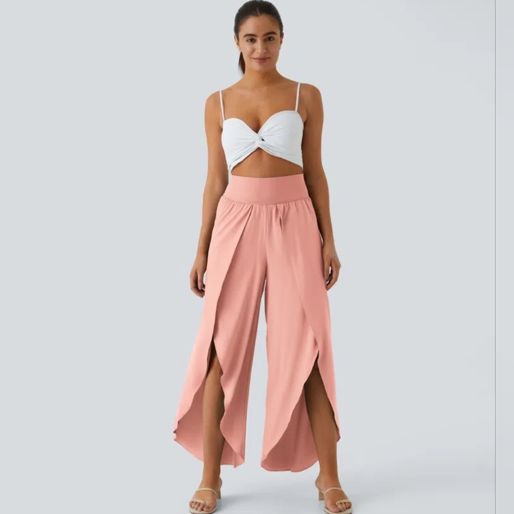 HALARA Breezeful High Waisted Palazzo Flowy Wide Leg Pants In Blossom Pink M - Picture 4 of 8